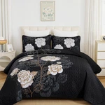 Floral Quilt Set King Size,elegant Black Printed Bedspread Coverlet 3 .... Fixed Price $45.38.