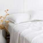 Pandatex White Linen-textured Bed Sheets Set, Bamboo Rayon, Cotton, Ble.... Fixed Price $86.40.
