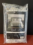 Morgan Home Twin Reversible Quilt Set Muted Blue Floral Pattern & 1 Sham. Fixed Price $19.95.