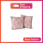 Snycler Pink Boho Throw Pillow Covers Set Of 2 Rug Carpet Double Sided Patt. Fixed Price $14.20.