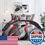 Weesire Classic Line Pattern Bedding Quilt Queen Size Modern Grey Red And Black. Fixed Price $77.11.
