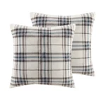 Jla Home Plush Pillows 18" Decorative Throw 2-PACK Set Blue Ivory Plaid. Fixed Price $24.95.