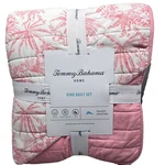 3PC Tommy Bahama Pen & Ink Palm Tree Plumeria King Quilt Sham Set Island Floral. Fixed Price $124.99.