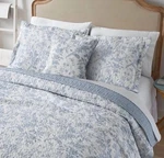 4PC King Blue Amberley Floral Quilt Set Reversible 100% Cotton Laura Ashley. Fixed Price $124.00.