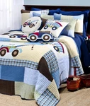 Levtex 'trucks Blue Kid's Twin Set -quilt, Sham, 2 Throw. Fixed Price $68.00.
