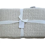 Pottery Barn Pickstitch King Quilt Flax Cotton Neutral Bedding New 108"X92". Fixed Price $199.99.