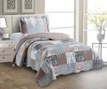 Paris And Toile Floral Quilt Twin Size, Latte Grey Bedding Set With Sham, Patchw. Fixed Price $66.99.