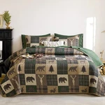 Wake Cloud - Rustic Quilt Set, Cabin Lodge Christmas King, Green Brown. Fixed Price $45.52.
