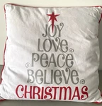 Levtex Home Christmas Pillow 18" Joy Love Peace Believe Holiday. Fixed Price $15.00.