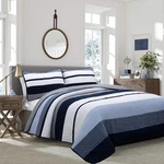 Tranquil Blue Gray Striped 100% Cotton Quilt Bedding Set, Reversible Coverlet,. Fixed Price $144.99.