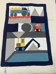 Pottery Barn Kids Jax Construction Toddler Quilt -reversible Hand Stitched 36X50. Fixed Price $55.00.