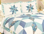 Quinn Blue Star 3PC Queen Quilt Set : Cotton Pieced Farmhouse Country Patch. Fixed Price $79.45.