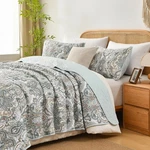 Grand Linen 3 Piece Oversized Lightweight All-season Paisley Design Quilt Set, K. Fixed Price $89.17.