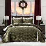 Luxury Velvet Quilt King Size Bedding, Olive Green Comforter Set, Ultra-s.... Fixed Price $150.25.