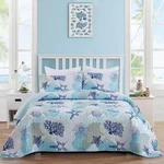 Dinjoy Coastal Quilt Set Queen Size, Blue Ocean Beach Themed Bedding Coral. Fixed Price $50.33.
