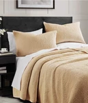 Donna Karan Soft Velvet Quilted Coverlet +2KING Shams Gold Dust.. Fixed Price $499.99.