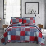 Home Plaid Quilt Set Queen Bedspreads Coverlet Red Blue White Patch. Fixed Price $46.99.