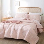 Janzaa King Quilt Blush Botanical Floral Microfiber Bedding Set 3 Piece. Fixed Price $106.30.