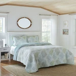 Laura Ashley Saltwater Quilt Set 3PC 100% Cotton Reversible Natural Breathable. Fixed Price $149.99.
