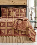 Vhc Brockton Log Cabin 1PC Queen Quilt : Burgundy Red Patchwork Farmhouse Star. Fixed Price $179.45.