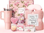 Luxury Spa Gift Box With Flannel Blanket And Tumbler For Women. Fixed Price $68.99.