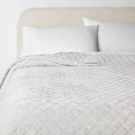 Full/queen Luxe Diamond Stitch Velvet Quilt Light Gray - Threshold:. Fixed Price $28.99.