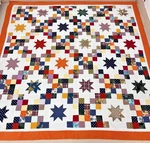 Handmade Star Tiles Cotton Fabric Queen Size Patchwork Quilt Top/topper. Fixed Price $37.99.