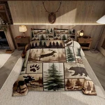 Rustic Bear King Comforter Set - Farmhouse Lodge Bedding With Pillow Shams. Fixed Price $89.99.