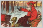 Santa Drives Fancy Sleigh Uses Carriage Blanket Embossed Christmas Postcard 1910. Fixed Price $34.99.