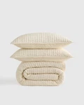 Quince European Linen Cotton Stitch Quilt Set King Cal 2 Shams Ivory Read. Fixed Price $105.00.
