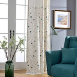 Vogol European Simple Floral Embroidered Curtains Blue Elegant Faux Linen Cur.... Fixed Price $67.14.