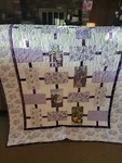 Quilt Machine Stitched Lavender White Cottagecore Toile Trim Reversible 46X64. Fixed Price $55.00.