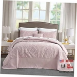 Chixin Oversized Bedspread Coverlet Set King/cal KING(120"X118") 3-PALE Rose. Fixed Price $176.99.