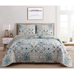 Dan River Reversible Printed Quilt Set 3 Piece Full Queen - Blue Patchwork Tile. Fixed Price $53.97.
