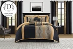 Stratford Park Elegant Black And Gold Comforter Set King Size Striped 15 Pieces. Fixed Price $214.93.