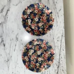 Stunning 7 1/2 Fabric Backed Glass Plates Set Of Two. Fixed Price $24.99.