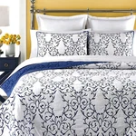 Mixinni Reversible King Quilt 3-PIECE Blue Embroidery Pattern Elegant Set. Fixed Price $127.27.