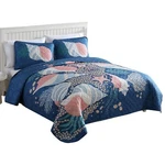 Caribbean Joe Coastal 3-PIECE Quilt Set, Full/queen, Patterned Shell Navy. Fixed Price $72.68.