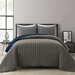 Lush Decor Gray & Navy Soft Stripe Reversible 3 Piece Quilt Set King. Fixed Price $29.99.