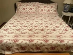 White W/ Vintage Roses Cozy Line Home Fashions"king Quilted Bedspread & SHAMS#50. Fixed Price $129.99.