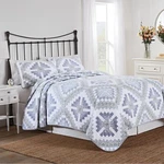Nostalgia Queen Quilt W/shams Chatham Purple Floral 3PC Green Medallions Cottage. Fixed Price $79.37.
