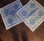 Lands End Blue White Checked Quilted Square Pillow Shams 27X27. Fixed Price $22.95.