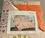 Glory Home Design Camille Queen Quilt Set 100% Cotton Pink Orange Purple Green. Fixed Price $48.93.