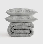 Quince European Linen Cotton Stitch Quilt Set King/cal Mist Blue W/ Shams. Fixed Price $164.98.