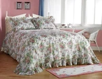 Victorian Pink Rose Ribbon Plisse Floral Ruffled Bedspread Cover - No Shams. Fixed Price $55.99.