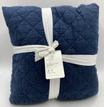 Pottery Barn Belgian Flax Linen Diamond Quilt Midnight Blue Full Queen #Z1132. Fixed Price $239.20.