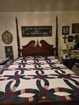 Double Wedding Ring Quilt, King Displayed On Queen Sz Bed Tx Farm Ranch Cottage. Fixed Price $110.00.