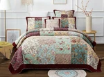 Dada Bedding Burgundy Red Velvet Floral Roses Patchwork Cotton Bedspread Set. Fixed Price $170.99.