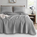 Ultra Soft Stone-washed Quilt Set Oversized Queen With 2 Shams, Grey. Fixed Price $113.99.