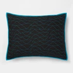 Pillowfort Black / Blue Triangle Stitch Quilted Sham Standard. Fixed Price $5.99.